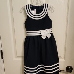 Jessica Ann Navy and White Striped Kids Dress